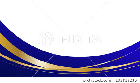 Gold ribbon border, elegant curved frame for poster or invitation Gold ribbon border, elegant curved frame for poster or invitation 133813239