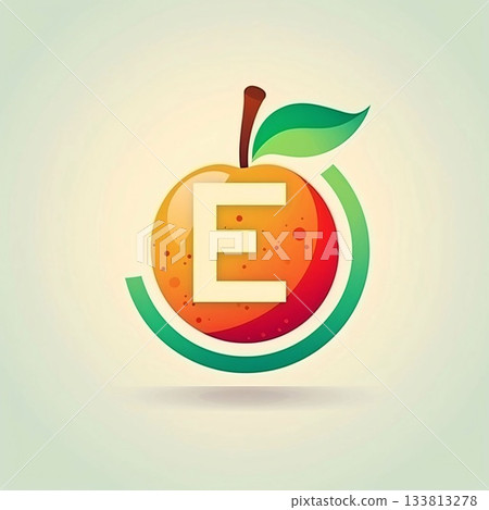 Letter E logo with apple fruit, vector design template elements for your application or corporate identity. Letter E logo with apple fruit, vector design template elements for your application or corporate identity. 133813278