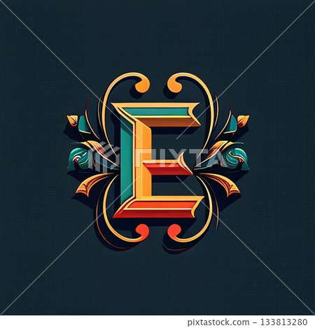 E letter in the style of Baroque. Vector illustration. E letter in the style of Baroque. Vector illustration. 133813280