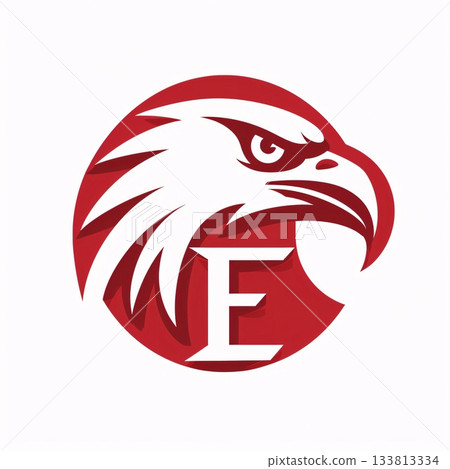 Eagle head vector logo template. Eagle head vector logo template. letter E 133813334