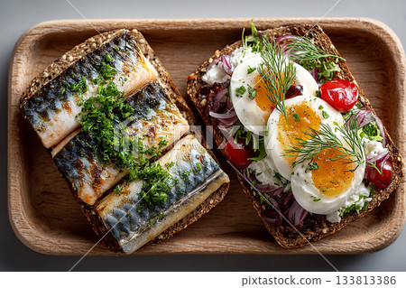 bread, herring, lemon 133813386