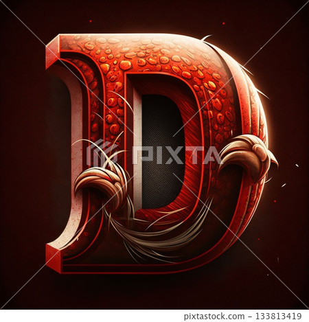 3d Letter D with abstract background - 3d made in metal 3d Letter D with abstract background - 3d made in metal 133813419