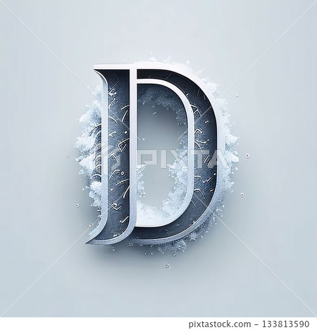 Frozen letter - D uppercase. 3D rendering. Frozen letter - D uppercase. 3D rendering. 133813590