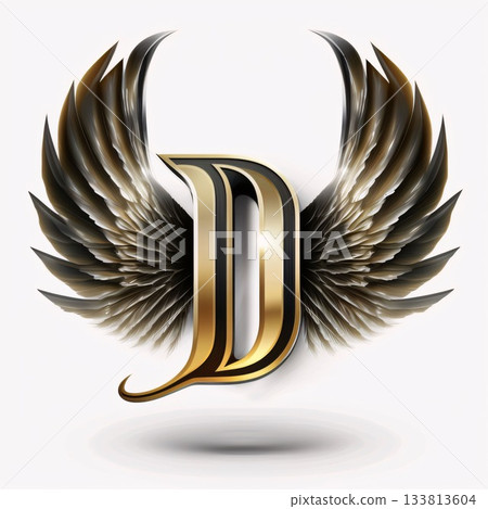 Letter D with wings. 3D vector illustration for your design. 133813604