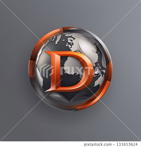 Globe with letter D on gray background. Eps 10 vector file. Globe with letter D on gray background. Eps 10 vector file. 133813624