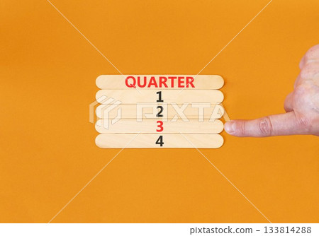 3rd third quarter 3 symbol. Concept word Quarter 3 on beautiful wooden sticks. Beautiful orange background. Businessman's hand. Business, happy 3rd third quarter 3 Q3 concept. Copy space. 3rd third quarter 3 symbol. Concept word Quarter 3 on beautiful wooden sticks. Beautiful orange background. Businessman's hand. Business, happy 3rd third quarter 3 Q3 concept. Copy space. 133814288