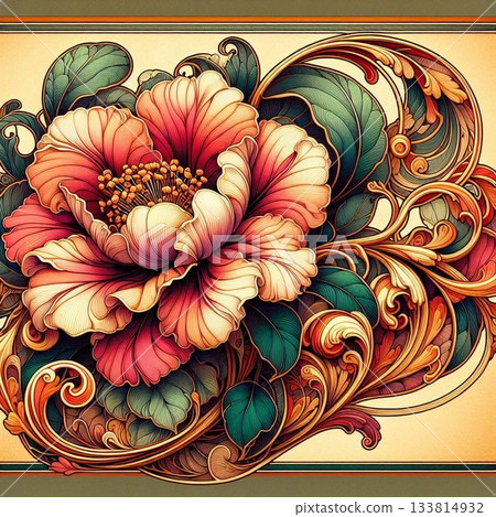 新藝術風格的山茶花 新藝術風格的山茶花 133814932