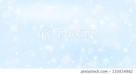 Seamless vector white snowfall light effect on blue transparent background. Special semitransparent overlay for winter design, wrapping paper or Christmas page fill layer 133814982