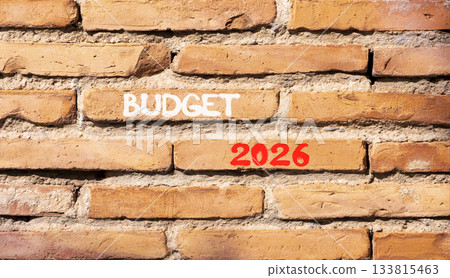 Budget 2026 symbol. Concept words Budget 2026 on beautiful brown brick wall. Beautiful brown brick wall background. Business and budget 2026 concept. Copy space. Budget 2026 symbol. Concept words Budget 2026 on beautiful brown brick wall. Beautiful brown brick wall background. Business and budget 2026 concept. Copy space. 133815463