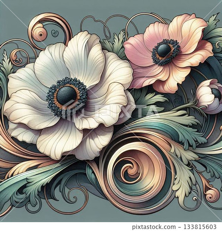 新藝術風格，銀蓮花 133815603