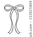 Cute bow and doodle contour ribbon on a white background. Vector illustration of hair jewelry, gift. 133815804