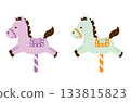 Pastel colored merry-go-round horse illustration 133815823