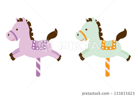粉彩色的旋轉木馬插圖 133815823