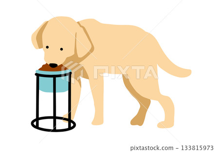 吃狗糧 手繪插圖 拉布拉多犬 無主線 133815973