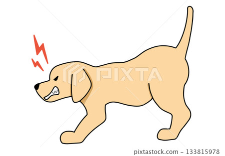 帶有輪廓的威脅性手繪插圖：拉布拉多尋回犬 133815978