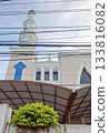 Low Angle View of Mosque Minaret and Wires 133816082