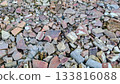 Scattered Rubble of Broken Bricks and Terracotta Fragments 133816088