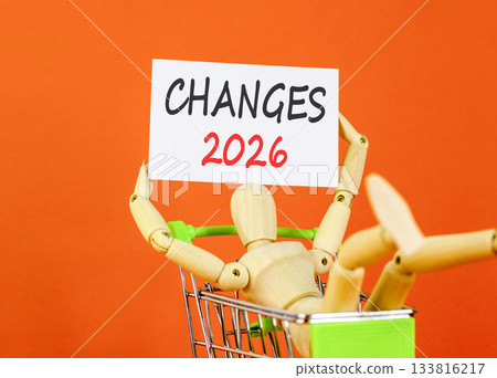 Changes 2026 symbol. Concept words Changes 2026 on beautiful white card. Beautiful orange paper background. Businessman's model. Business and changes 2026 concept. Copy space. Changes 2026 symbol. Concept words Changes 2026 on beautiful white card. Beautiful orange paper background. Businessman's model. Business and changes 2026 concept. Copy space. 133816217
