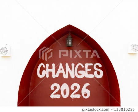 Changes 2026 symbol. Concept words Changes 2026 on beautiful white and red wall. Beautiful white and red wall background. Business and changes 2026 concept. Copy space. Changes 2026 symbol. Concept words Changes 2026 on beautiful white and red wall. Beautiful white and red wall background. Business and changes 2026 concept. Copy space. 133816255