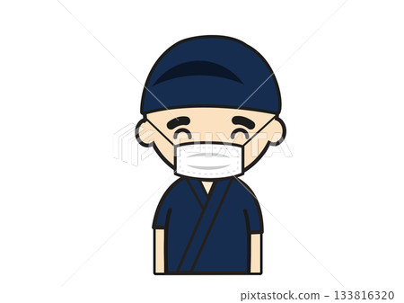 酒吧工作人員戴著口罩的插圖 酒吧工作人員戴著口罩的插圖 133816320