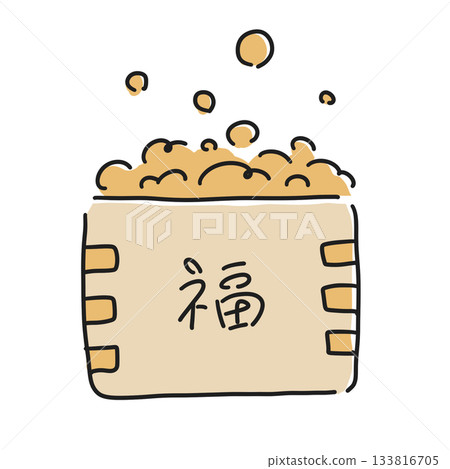 用於節分拋豆遊戲的木盒裡的豆子 133816705