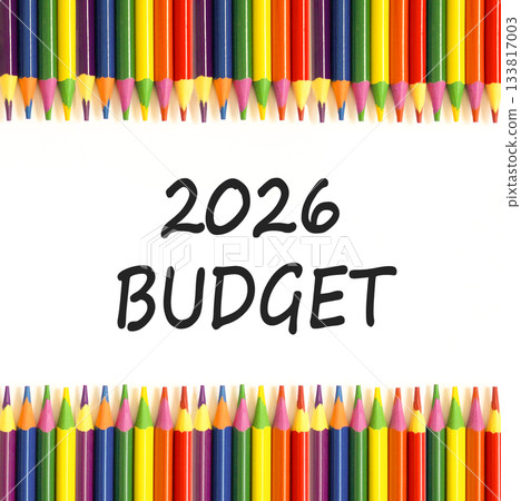 2026 Budget symbol. Concept words 2026 Budget on beautiful white paper. Beautiful white paper background. Beautiful colored pencils. Business and 2026 budget concept. Copy space. 2026 Budget symbol. Concept words 2026 Budget on beautiful white paper. Beautiful white paper background. Beautiful colored pencils. Business and 2026 budget concept. Copy space. 133817003