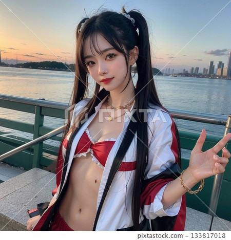 黃昏時分的海岸線！ 133817018