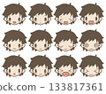 Hand-drawn boy facial expression set 2 133817361