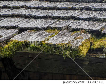 dolomites mountain wooden hut roof detail dolomites mountain wooden hut roof detail 133817433