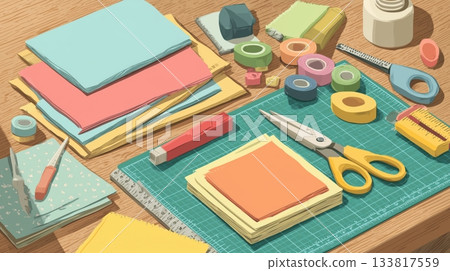 等距視角 - 手工工作區，附工藝工具 133817559