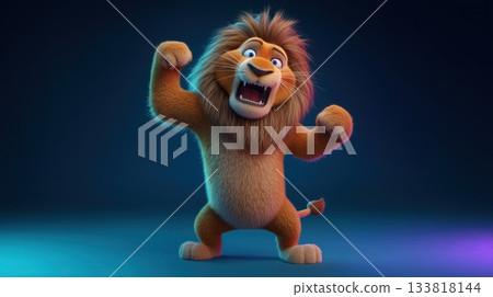 一個生動的3D獅子角色 133818144