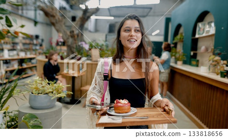 Savoring a Delightful Sweet Moment in a Cozy and Inviting Cafe Atmosphere for All Savoring a Delightful Sweet Moment in a Cozy and Inviting Cafe Atmosphere for All 133818656