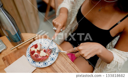 Indulge in a Delicious Dessert Delight Featuring Fresh Fruits at a Charming Cafe Today Indulge in a Delicious Dessert Delight Featuring Fresh Fruits at a Charming Cafe Today 133818682