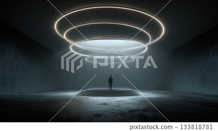 環形塔的3D概念圖，有一圈燈光 133818781