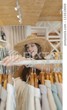 Shopping for Fashion Discovering Trendy Summer Styles in a Boutique This Season 133819009