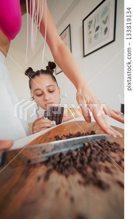 Indulgent and Decadent Chocolate Preparation in a Contemporary and Modern Kitchen Setting 133819134