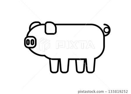 Simple monochrome pig icon 133819252