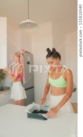 Chic Cooking Moments Fully Enjoyed in a Modern and Stylish Kitchen Setting and Atmosphere 133819340