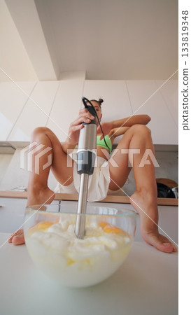 Creative Cooking and Culinary Fun with a Handy, Versatile Hand Blender in Your Kitchen 133819348