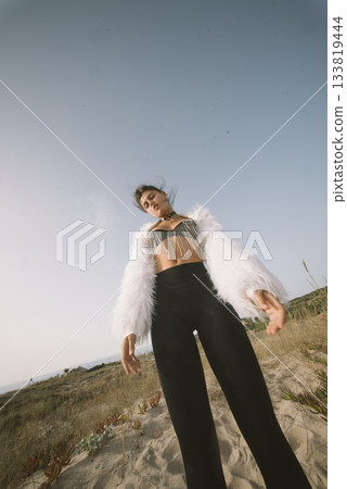 Chic Beach Fashion A Stunning and Stylish Outfit Featuring a Cozy and Trendy Fur Jacket for You 133819444