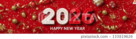 2026 happy new year celebration greeting card. 2026 banner. Happy new year poster 2026 happy new year celebration greeting card. 2026 banner. Happy new year poster 133819626