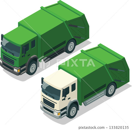 Isometric garbage truck rear loader Isometric garbage truck rear loader 133820135