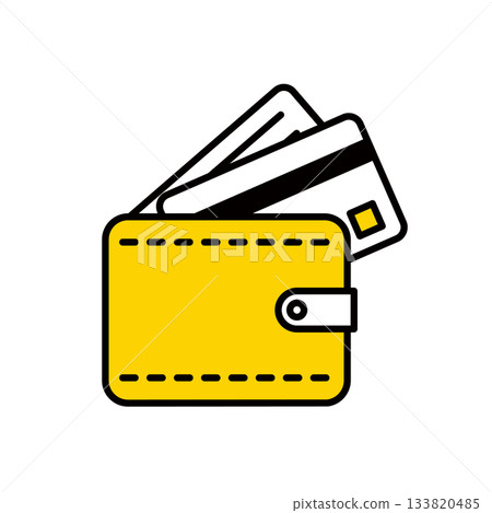 Icon illustration of a card being taken out of a wallet 133820485