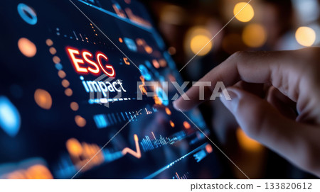Business executive points at high impact quadrant on esg risk matrix in modern corporate setting Business executive points at high impact quadrant on esg risk matrix in modern corporate setting 133820612