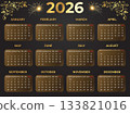 2026 New year calendar design templates 133821016