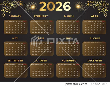 2026 New year calendar design templates 133821016
