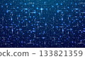 digital pixel grid with blue tech squares creating a geometric pattern 133821359