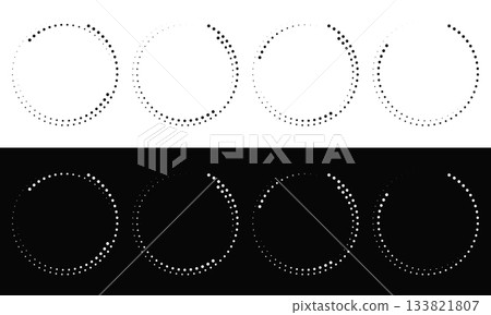 Set of abstract round frames in halftone style 133821807