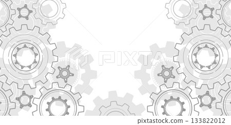 Rotating gears. Engineering technical drawing on a white background. Rotating gears. Engineering technical drawing on a white background. 133822012