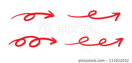 Set of right-pointing pen handwritten arrows Red Vector Set of right-pointing pen handwritten arrows Red Vector 133822032